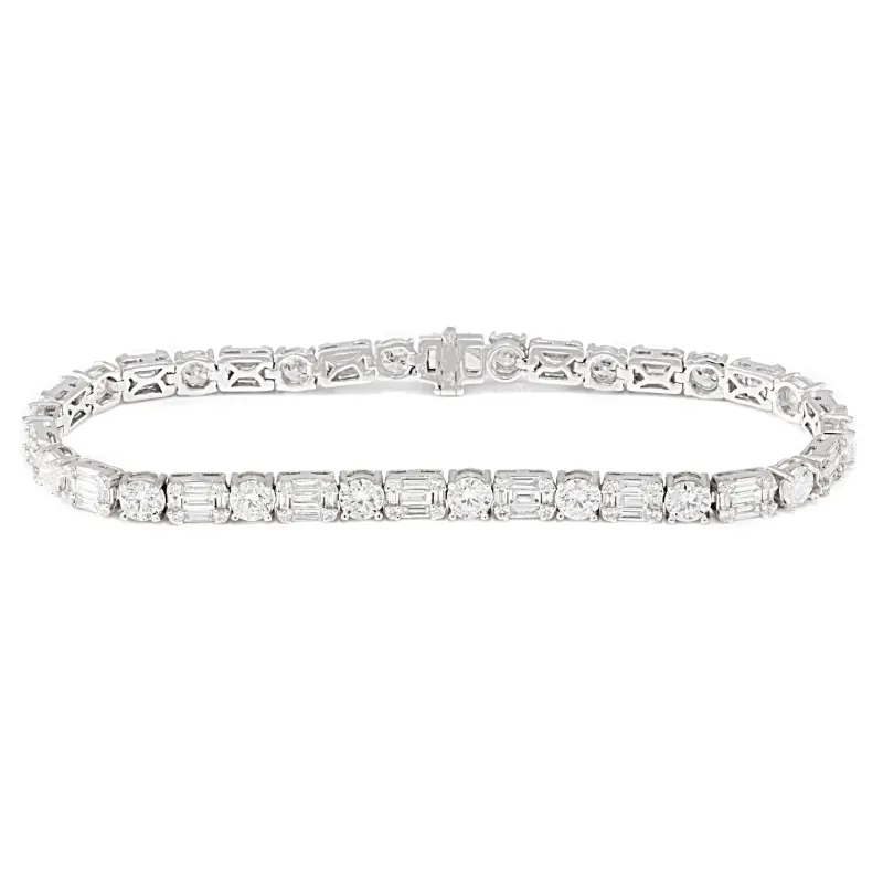 Lab-Grown Alternating Round Mosaic Tennis Bracelet sold by LINDSEY LEIGH JEWELRY