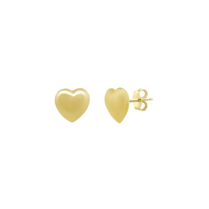 Large Gold Puffy Heart Studs made by LINDSEY LEIGH JEWELRY