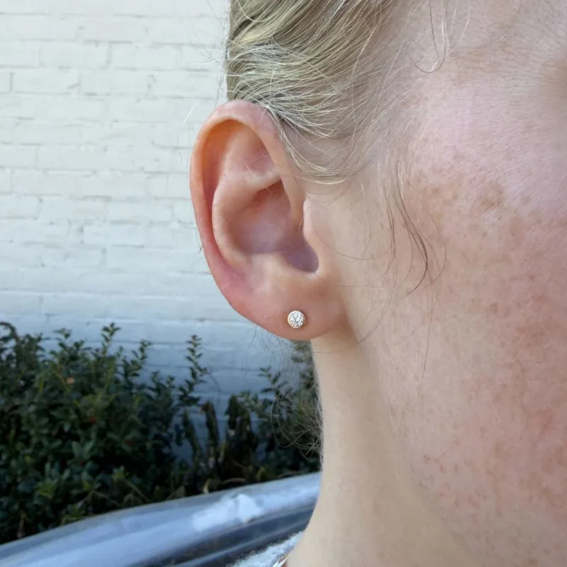 Sample Sale Large Single Diamond Bezel Stud sold by LINDSEY LEIGH JEWELRY