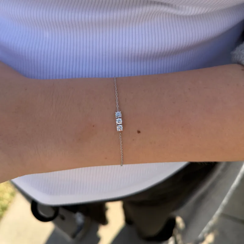 Lab Grown Triple Diamond Chain Bracelet made by LINDSEY LEIGH JEWELRY