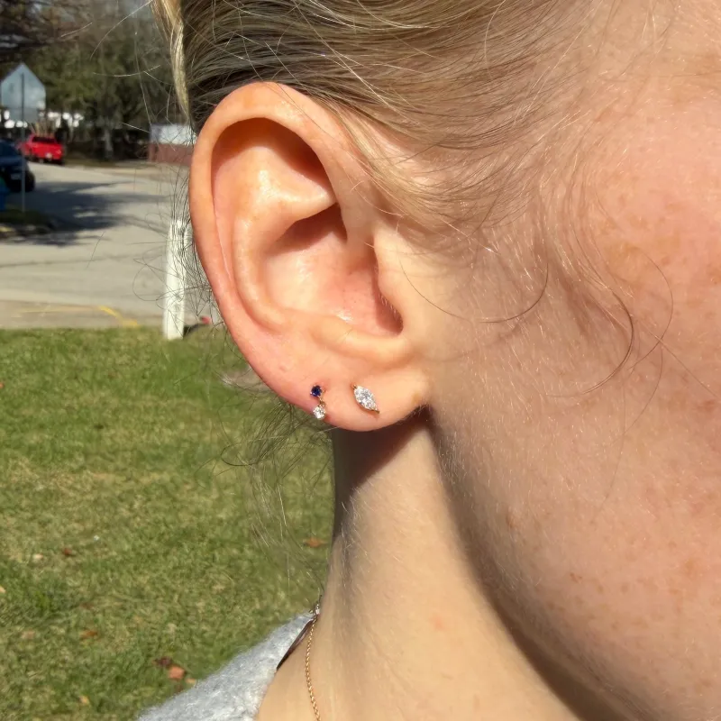 Sample Sale Marquise Fancy Shape Diamond Stud sold by LINDSEY LEIGH JEWELRY