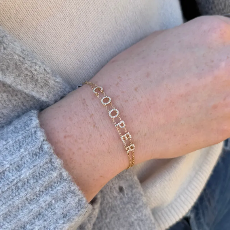 Cooper Diamond Personalized Name Bracelet made by LINDSEY LEIGH JEWELRY