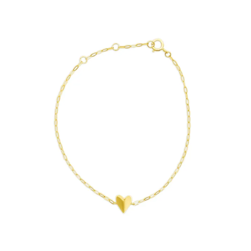 Gold Heart and Mini Paperclip Bracelet made by LINDSEY LEIGH JEWELRY