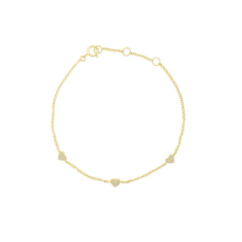 Petite Diamond Heart Station Bracelet sold by LINDSEY LEIGH JEWELRY