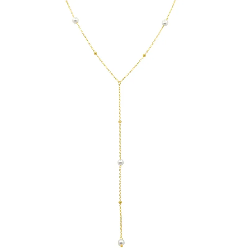 Pearl and Bead Lariat made by LINDSEY LEIGH JEWELRY
