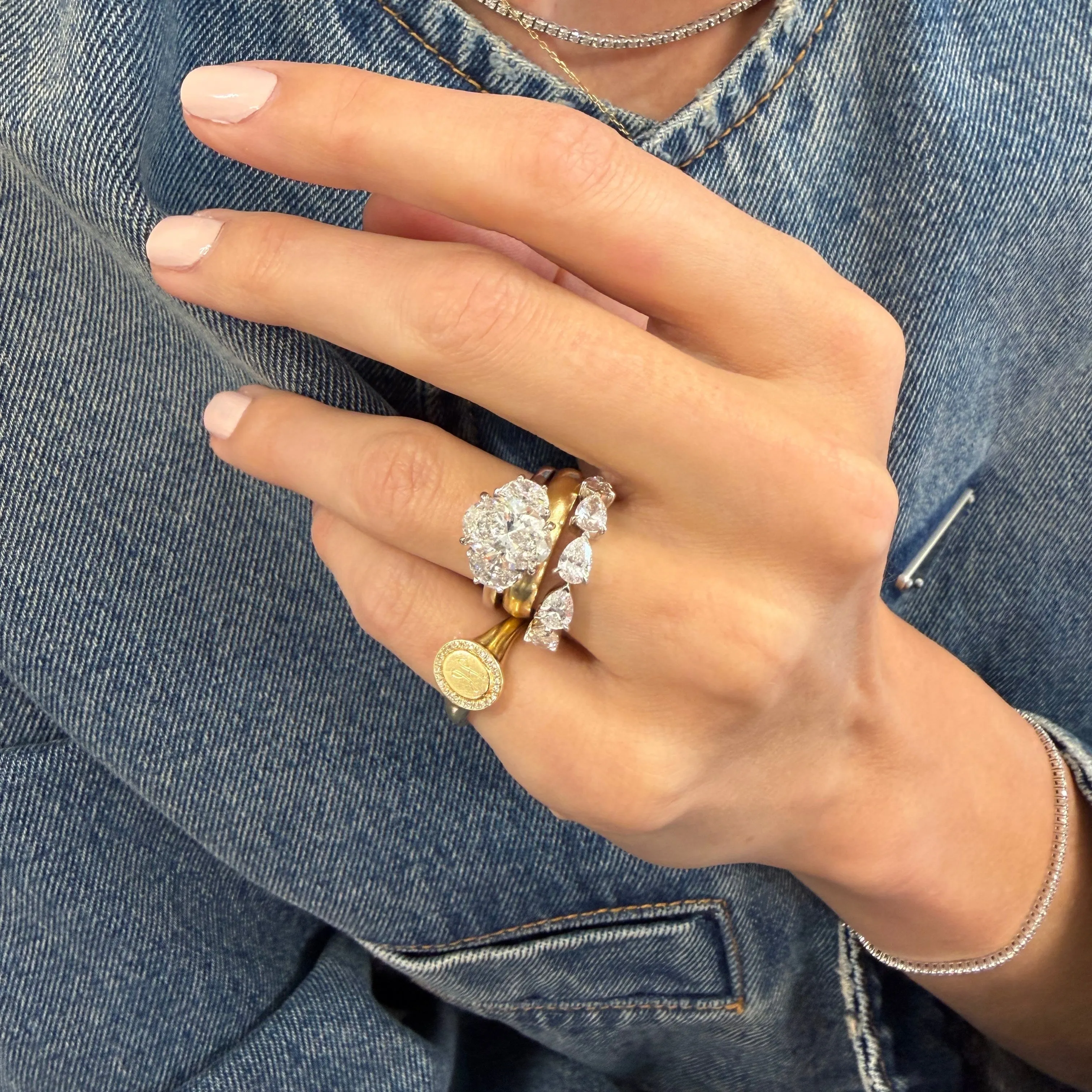 3.06ct Oval Cut with Half Moon Cut Side Stones sold by LINDSEY LEIGH JEWELRY product image thumbnail 2