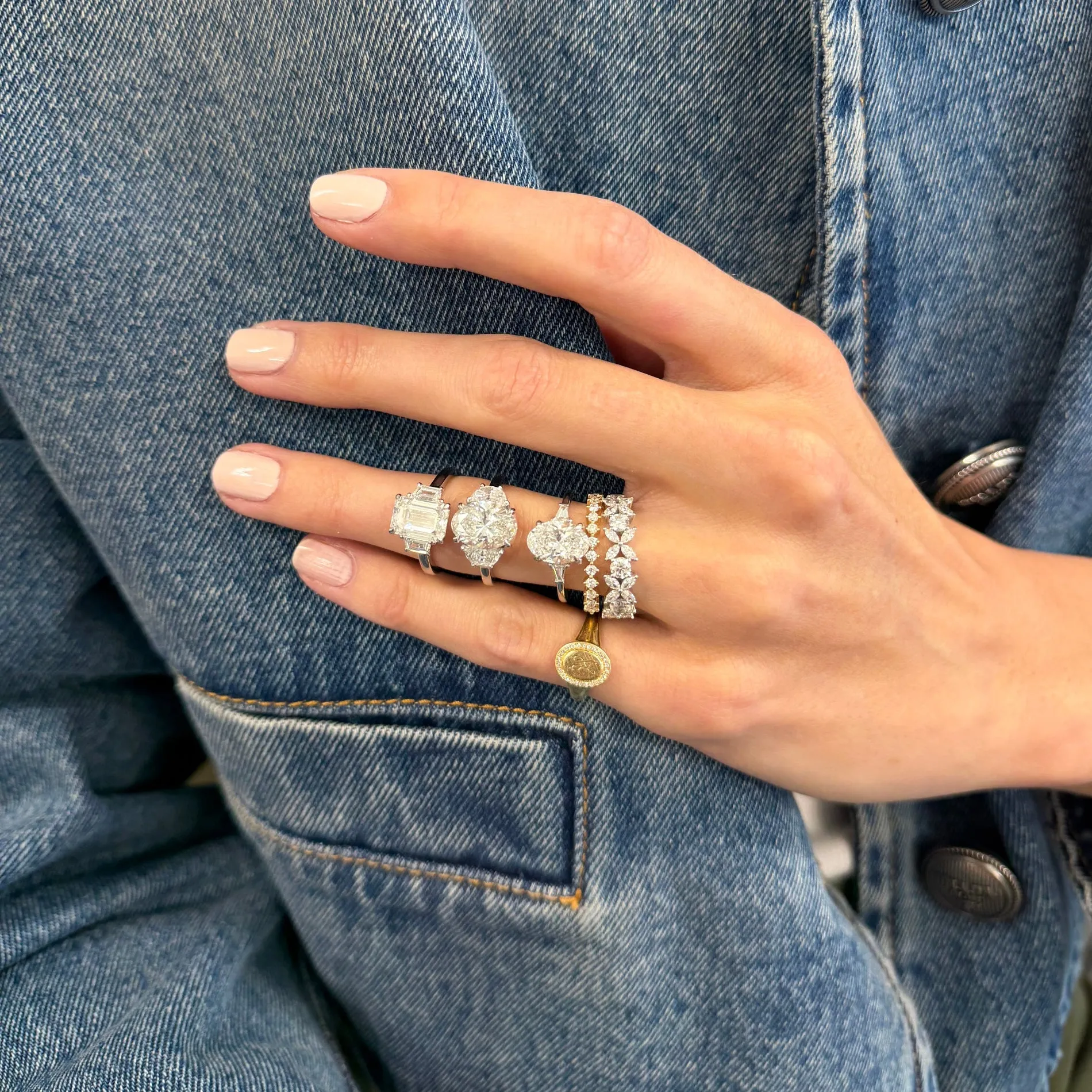 2.26ct Oval Cut with Tapered Baguette Cut Side Stones sold by LINDSEY LEIGH JEWELRY product image thumbnail 3