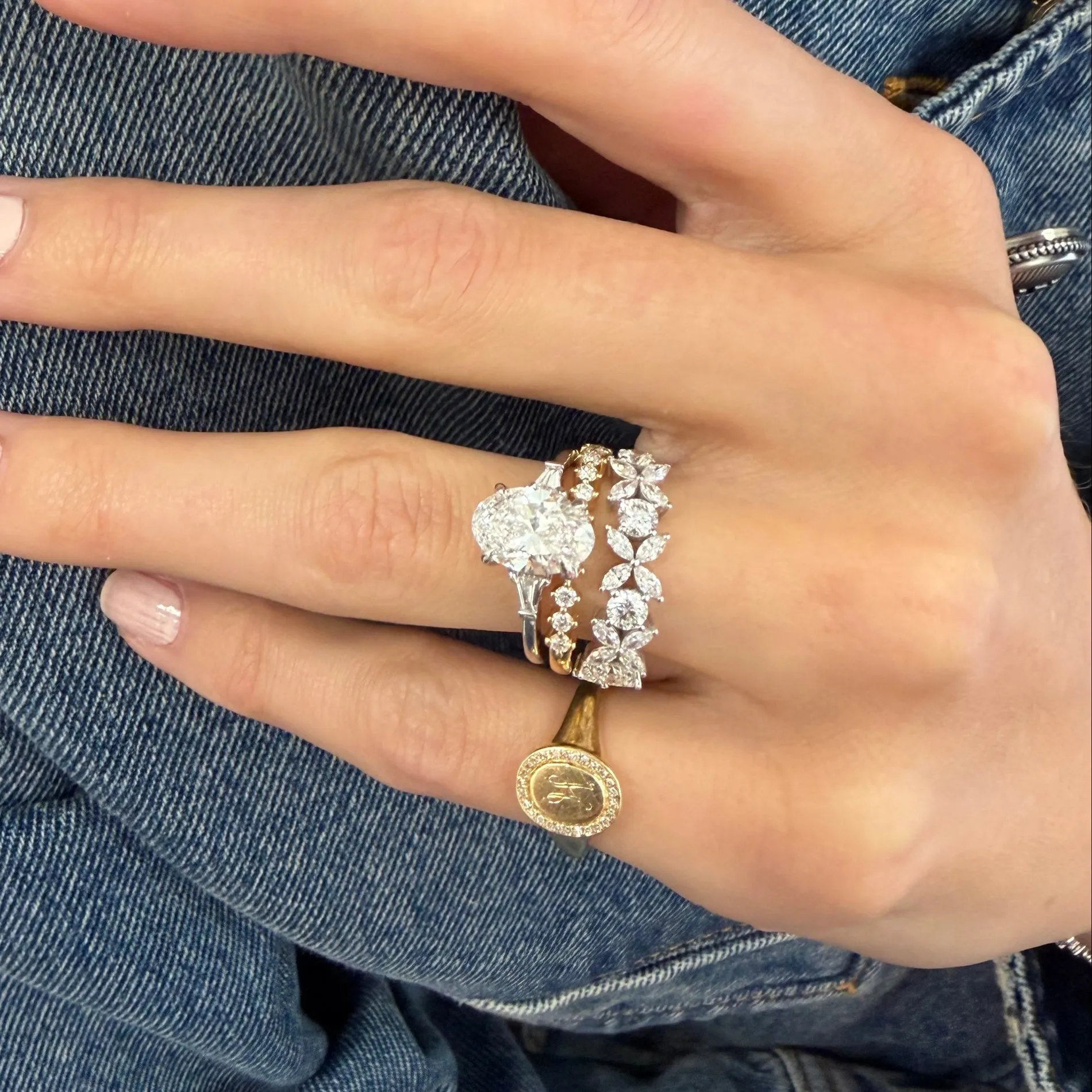 2.26ct Oval Cut with Tapered Baguette Cut Side Stones sold by LINDSEY LEIGH JEWELRY product image thumbnail 2