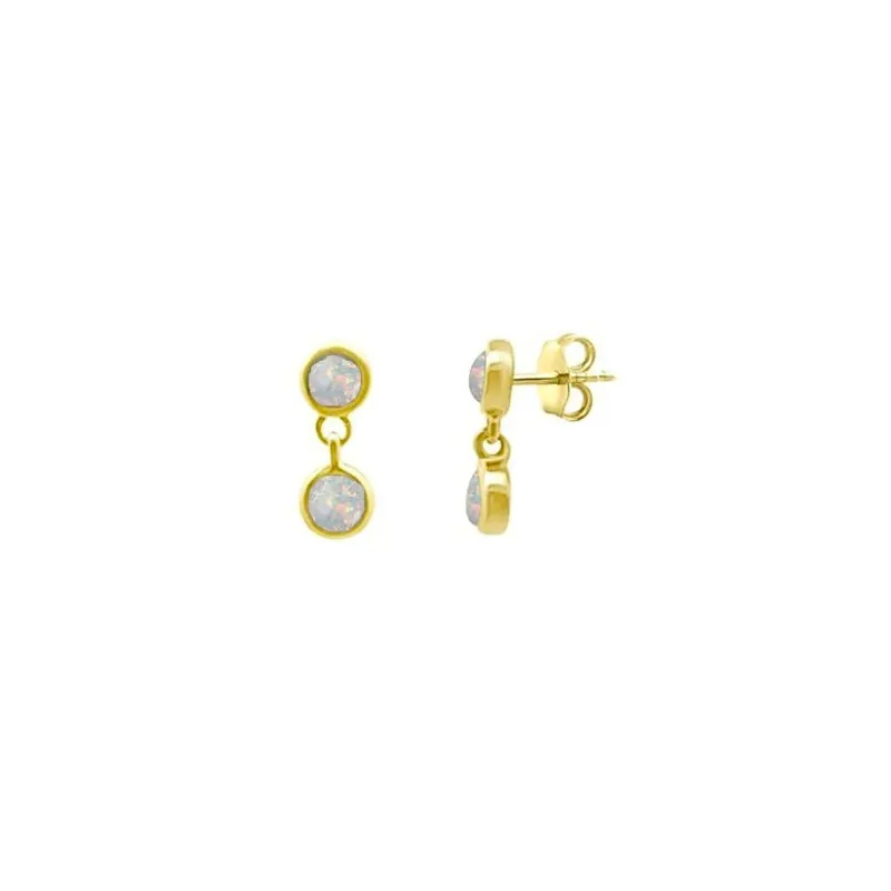 Opal Bezel Drop Stud made by LINDSEY LEIGH JEWELRY
