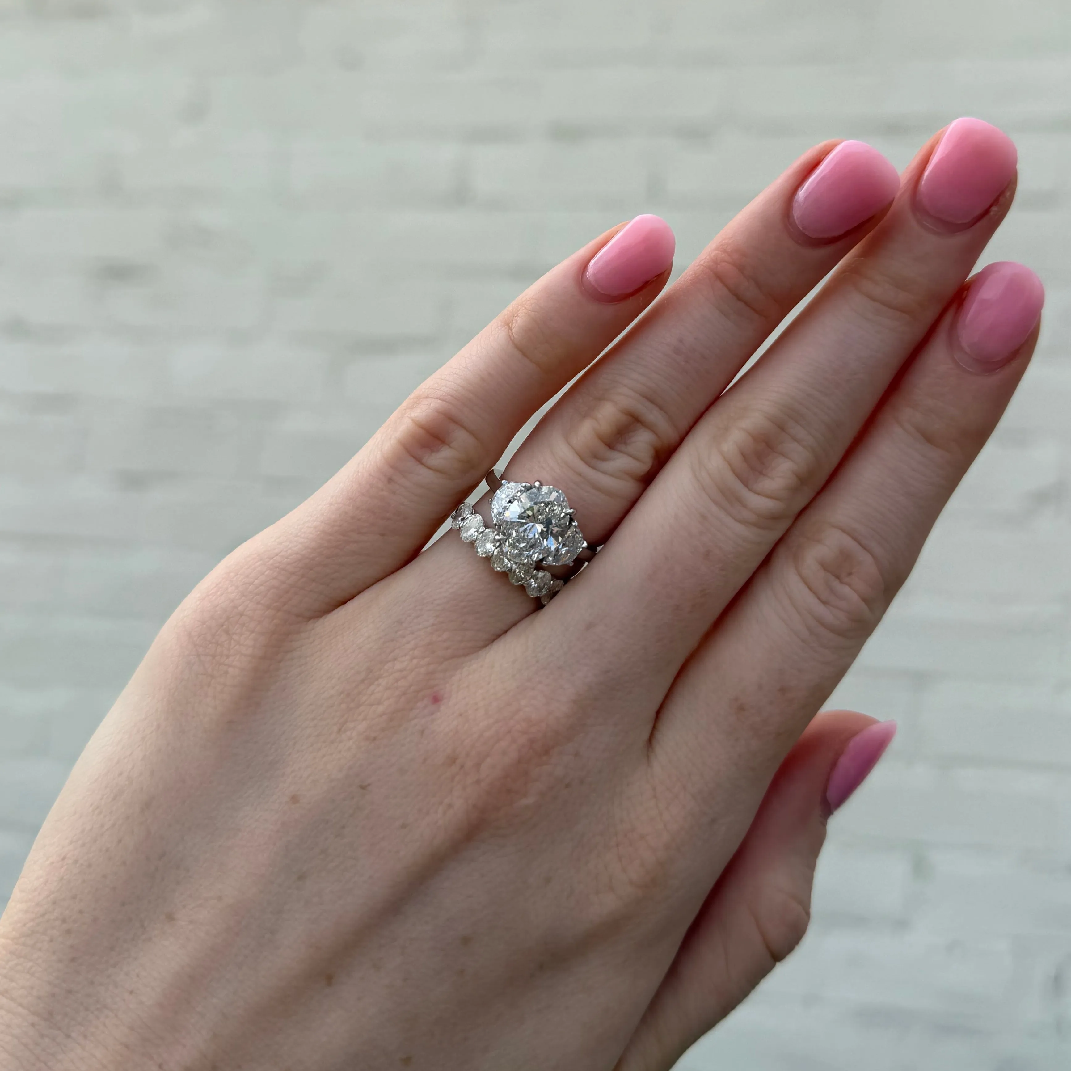 3.02ct Oval Cut with Half Moon Cut Side Stones sold by LINDSEY LEIGH JEWELRY product image thumbnail 5