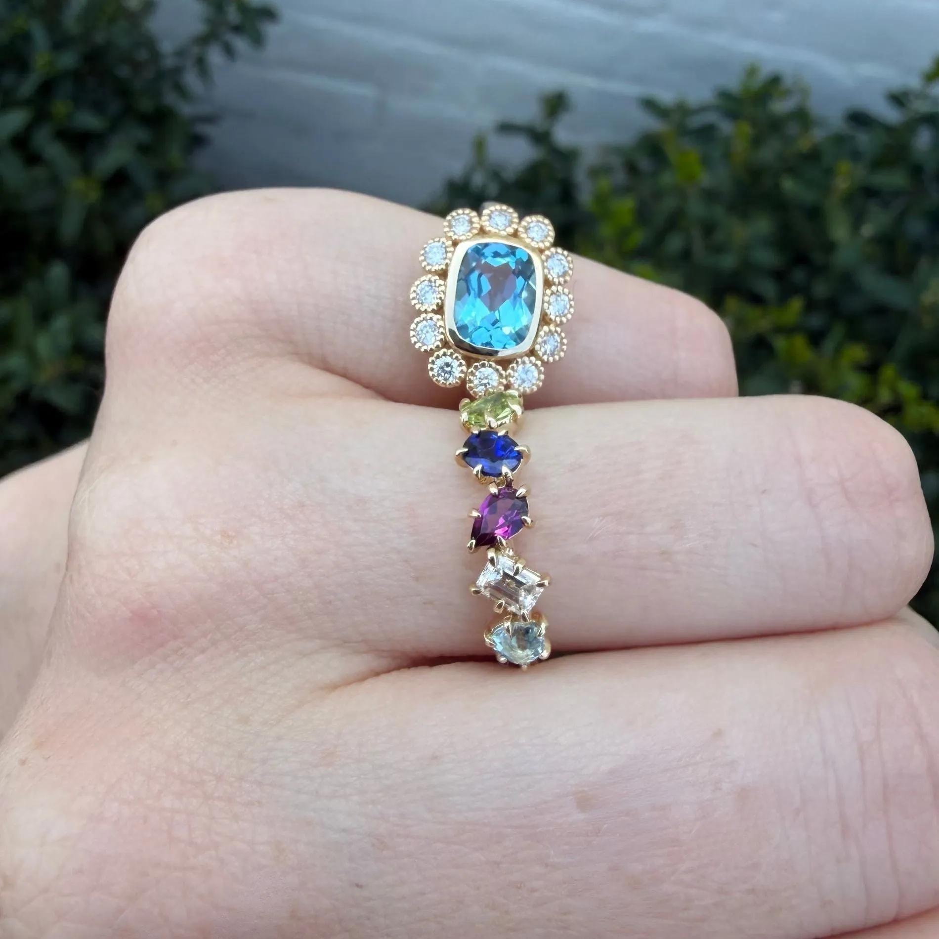 Multi Shape Gemstone and Diamond Eagle Prong Band sold by LINDSEY LEIGH JEWELRY product image thumbnail 3