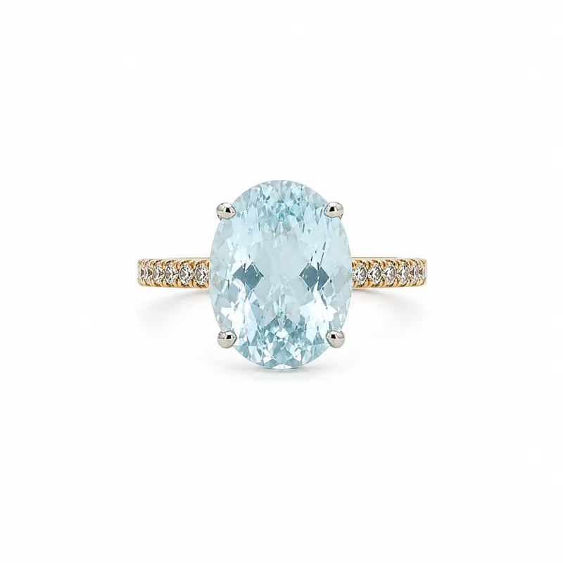 5.27ct Oval Cut Aquamarine Solitaire Ring made by LINDSEY LEIGH JEWELRY