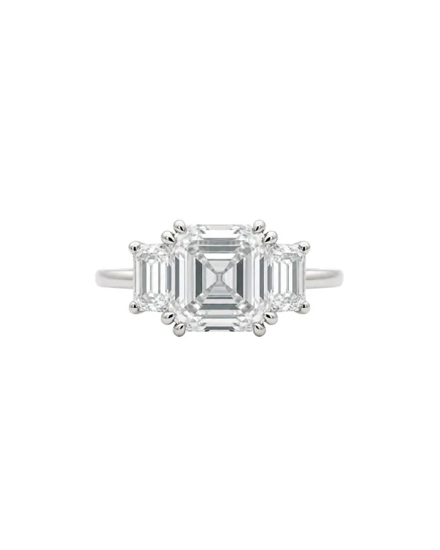 4.52ct Asscher Cut With Cadillac Side Stones made by LINDSEY LEIGH JEWELRY
