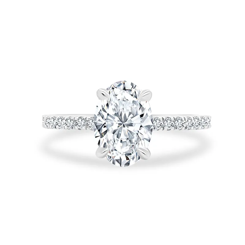 4.08ct Oval Diamond on Diamond Band made by LINDSEY LEIGH JEWELRY