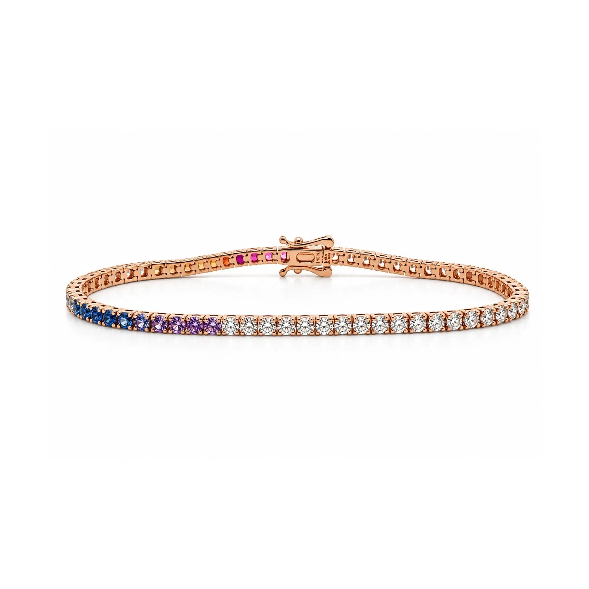 Diamond and Rainbow Sapphire Tennis Bracelet sold by LINDSEY LEIGH JEWELRY