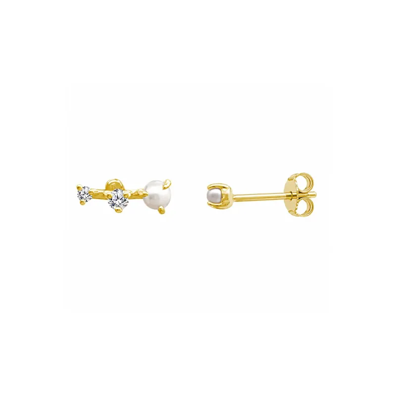 Graduated Pearl and Diamond Stud made by LINDSEY LEIGH JEWELRY