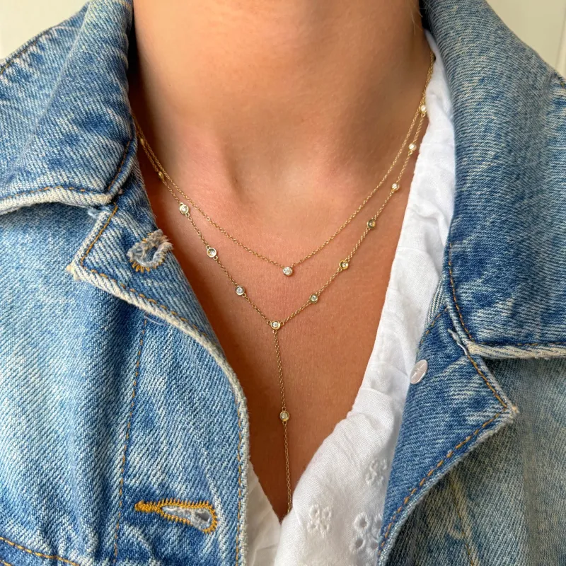 Sample Sale Small Diamond Bezel Necklace made by LINDSEY LEIGH JEWELRY