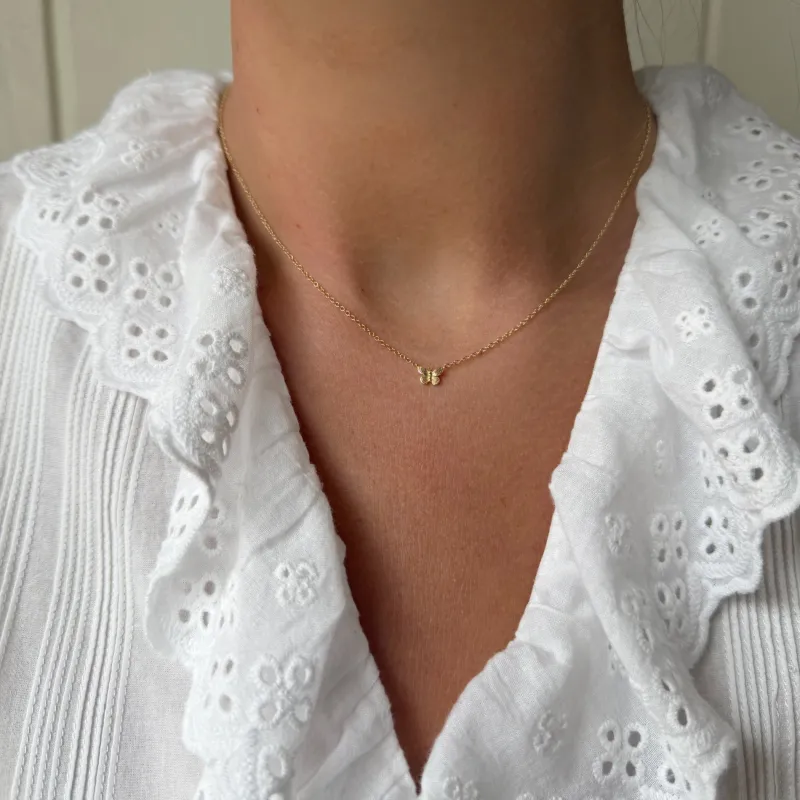Gold Butterfly Necklace made by LINDSEY LEIGH JEWELRY