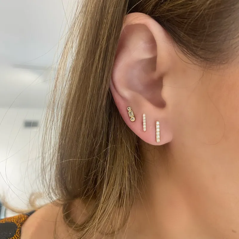 Sample Sale Classic Diamond Bar Studs made by LINDSEY LEIGH JEWELRY