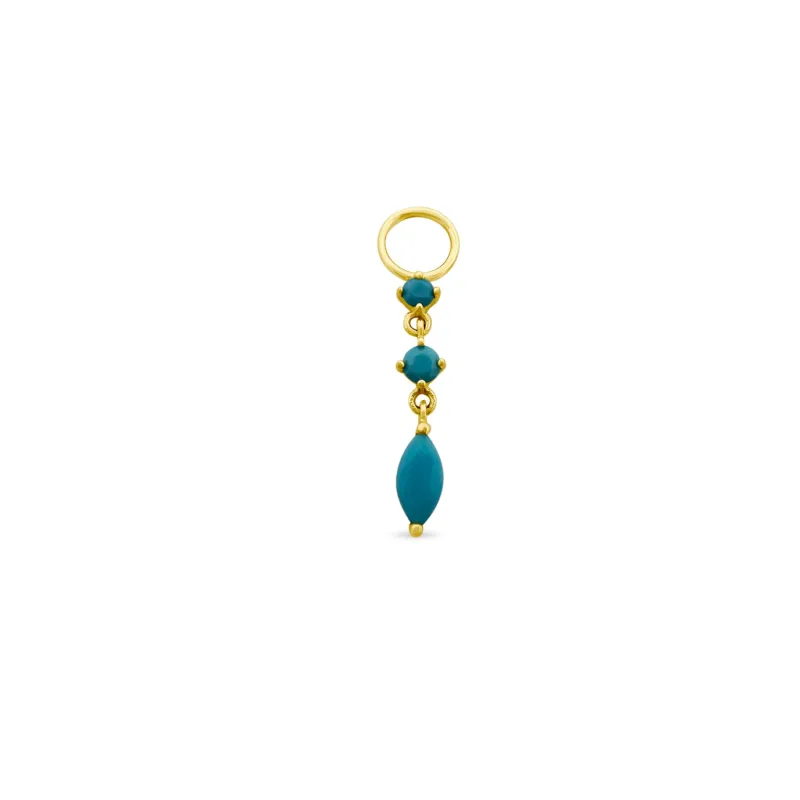 Turquoise Marquise Drop Huggie Charm made by LINDSEY LEIGH JEWELRY