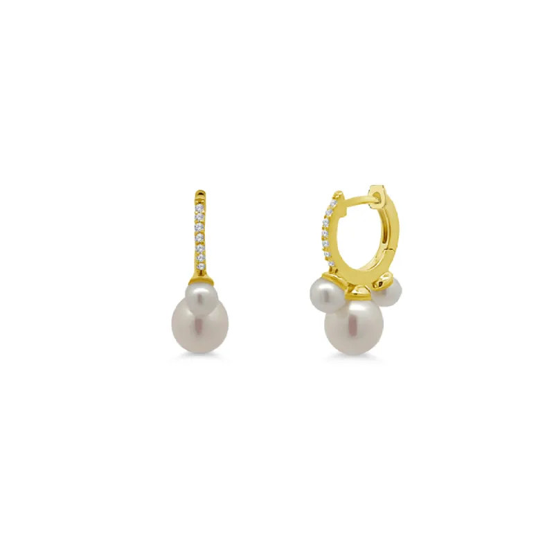 Pearl Dangle Diamond Huggies sold by LINDSEY LEIGH JEWELRY