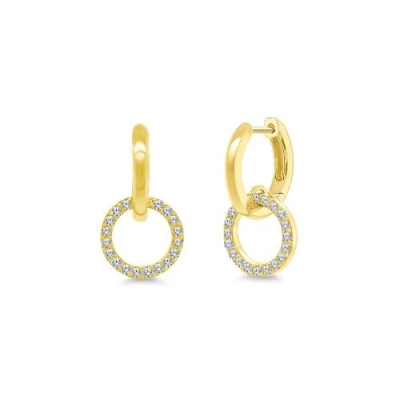Diamond Open Circle Dangle Earrings sold by LINDSEY LEIGH JEWELRY