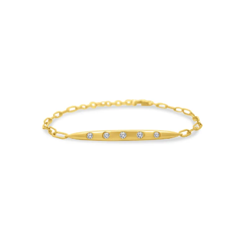 Diamond Inlay Paper Clip Bracelet sold by LINDSEY LEIGH JEWELRY