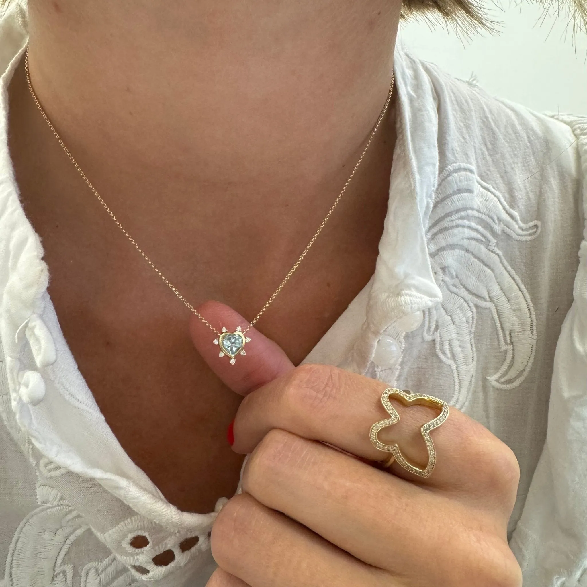 Gemstone & Diamond Heart Necklace sold by LINDSEY LEIGH JEWELRY product image thumbnail 2