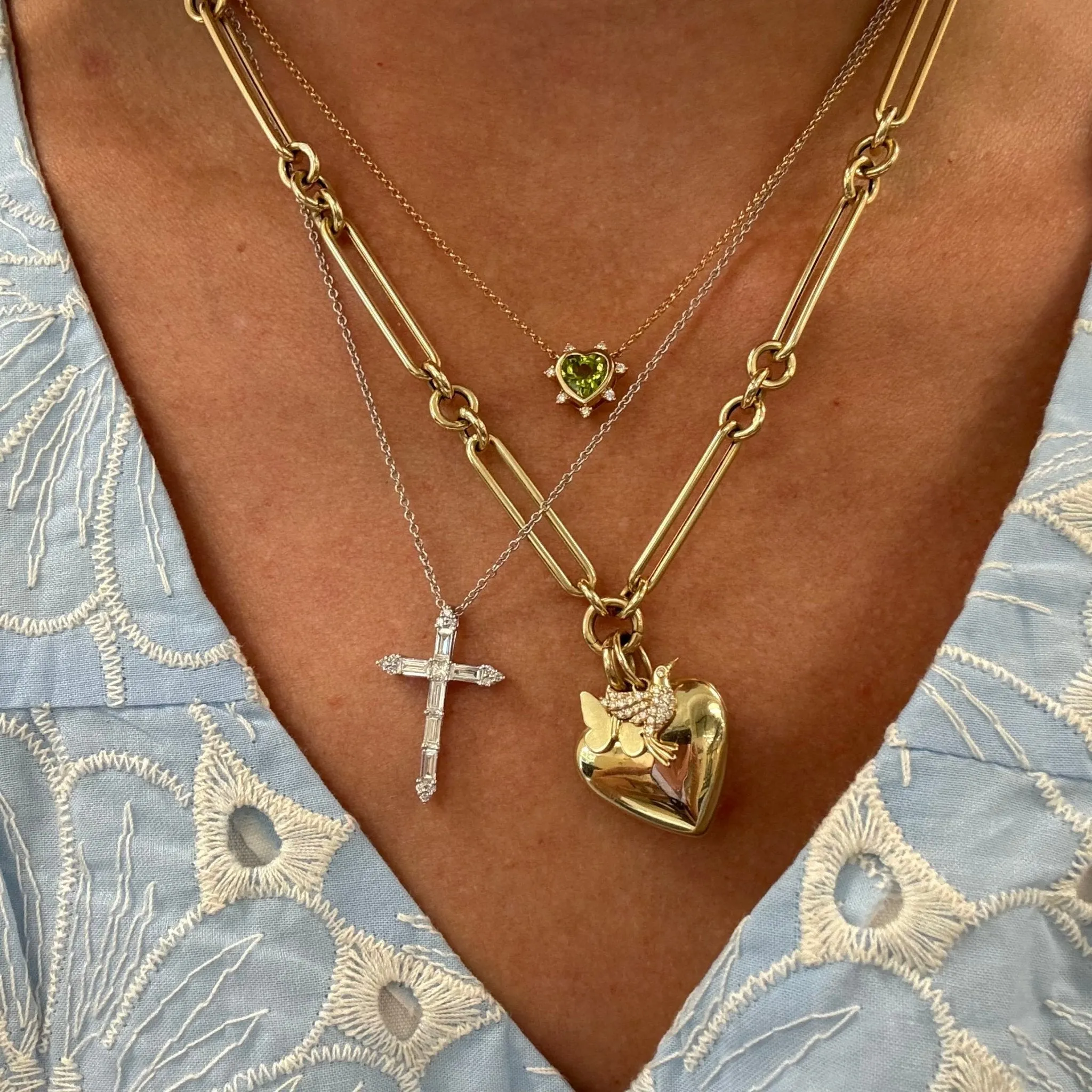 Gemstone & Diamond Heart Necklace sold by LINDSEY LEIGH JEWELRY product image thumbnail 3