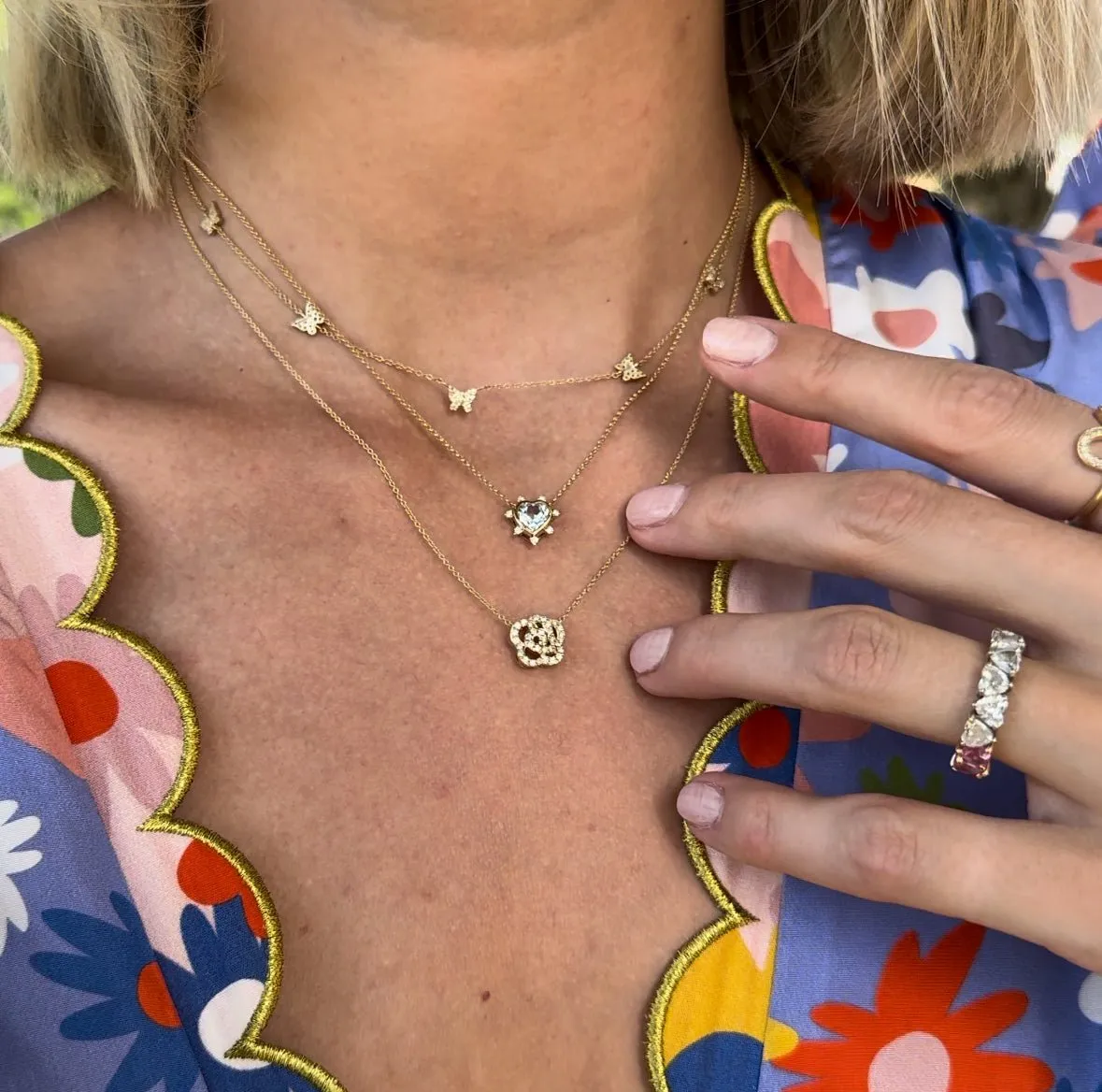 Gemstone & Diamond Heart Necklace sold by LINDSEY LEIGH JEWELRY product image thumbnail 4