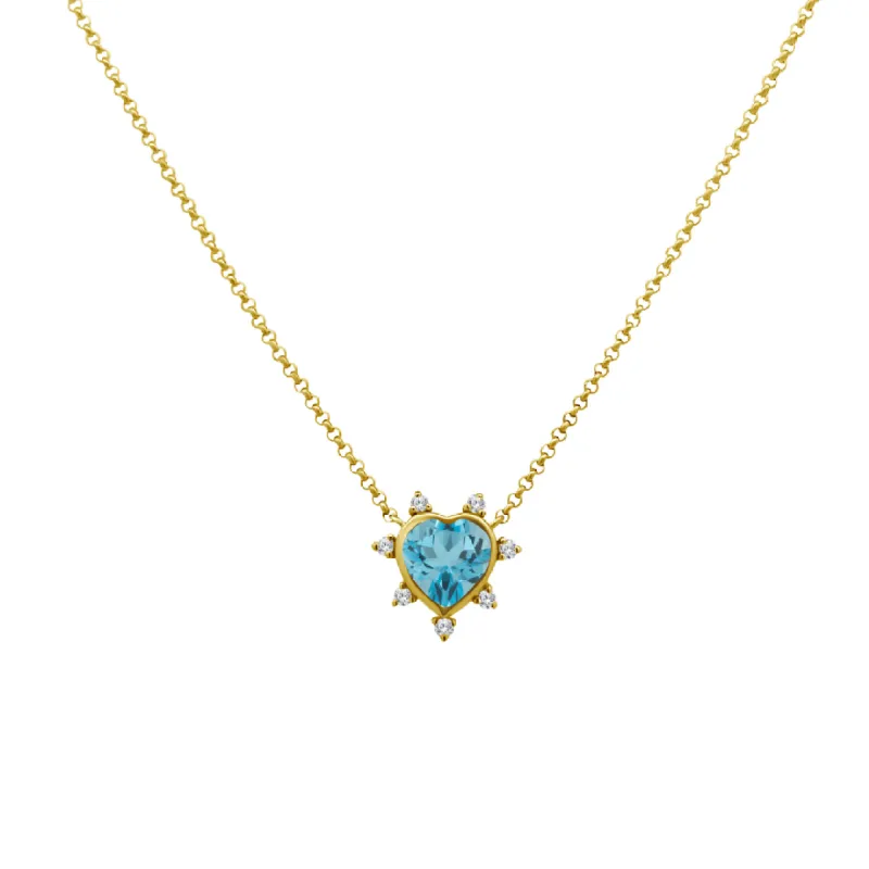 Gemstone & Diamond Heart Necklace sold by LINDSEY LEIGH JEWELRY