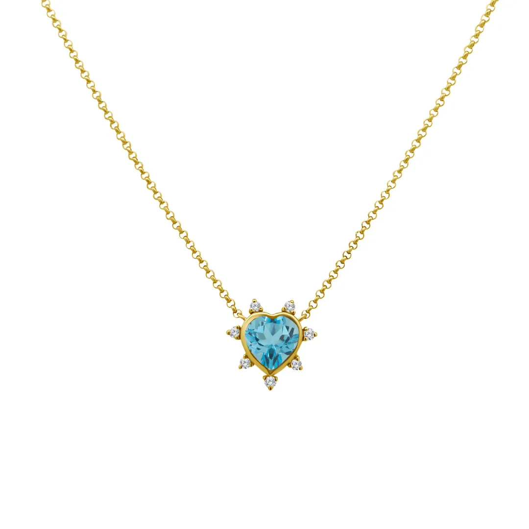 Gemstone & Diamond Heart Necklace sold by LINDSEY LEIGH JEWELRY