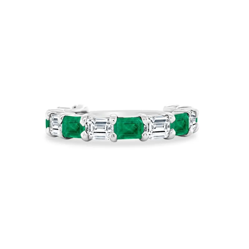 Chasing Diamond & Emerald Cut Emerald Band sold by LINDSEY LEIGH JEWELRY
