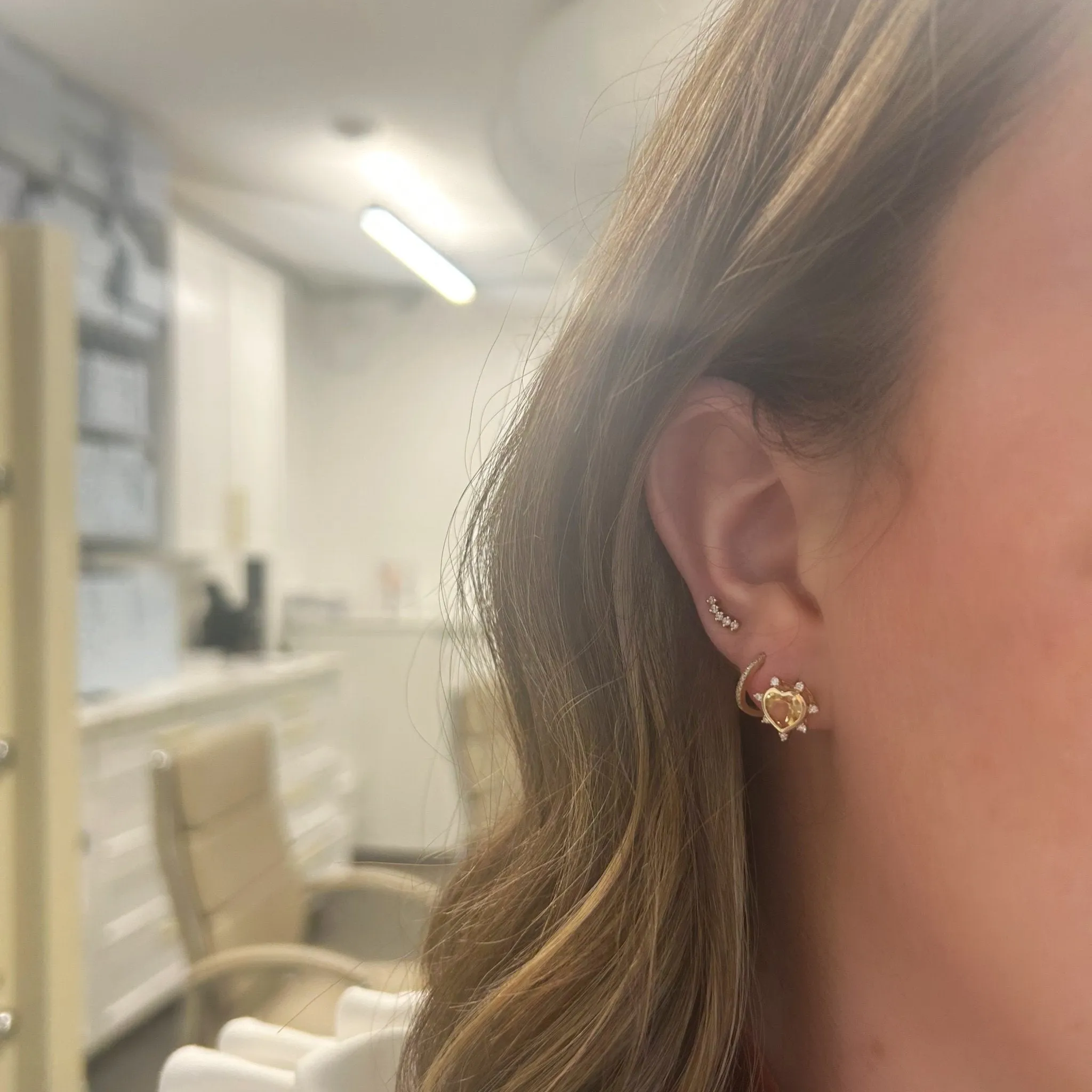 Gemstone & Diamond Heart Studs sold by LINDSEY LEIGH JEWELRY product image thumbnail 4