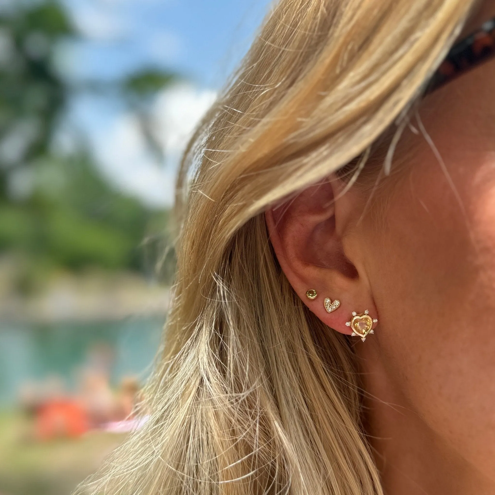 Gemstone & Diamond Heart Studs sold by LINDSEY LEIGH JEWELRY product image thumbnail 2