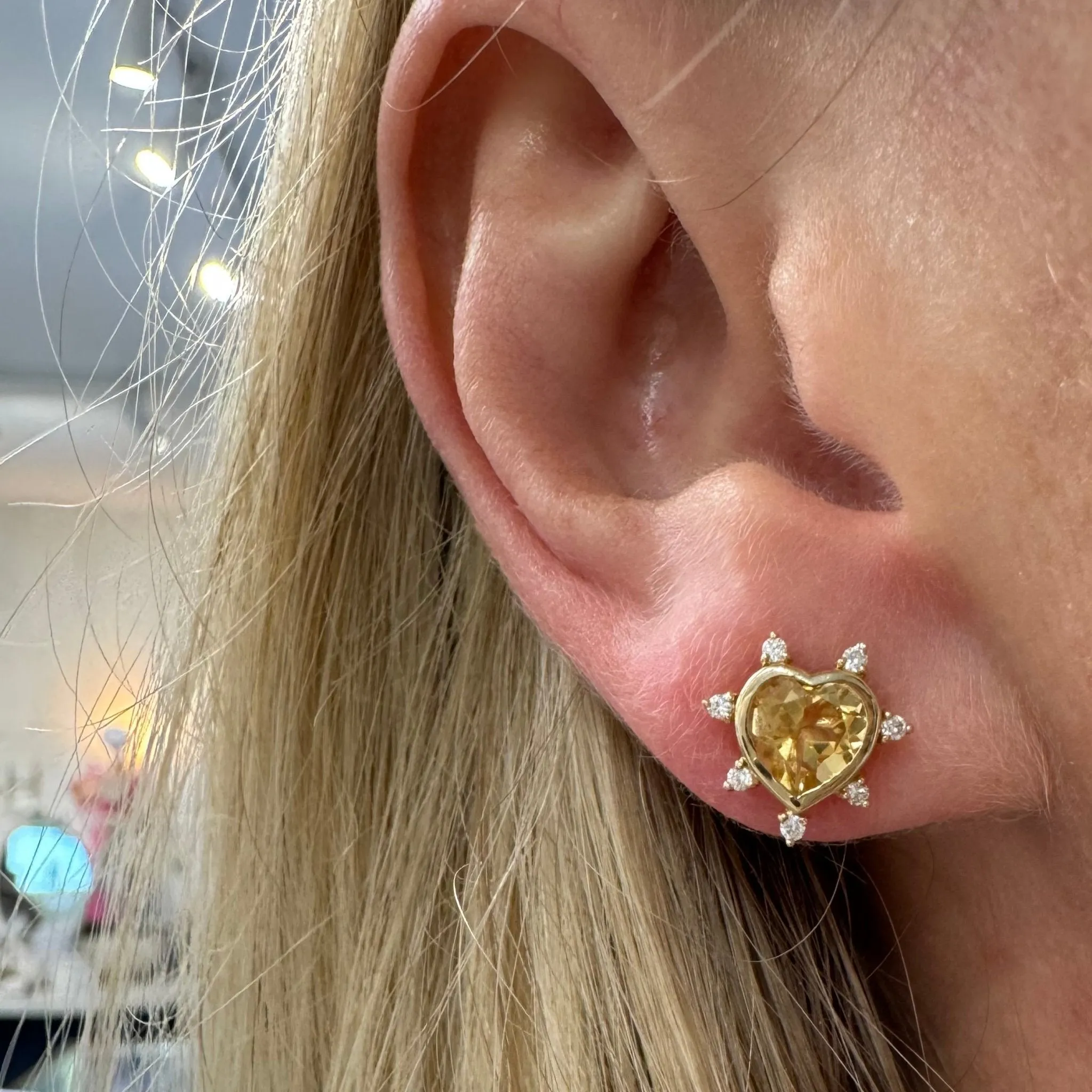 Gemstone & Diamond Heart Studs sold by LINDSEY LEIGH JEWELRY product image thumbnail 5