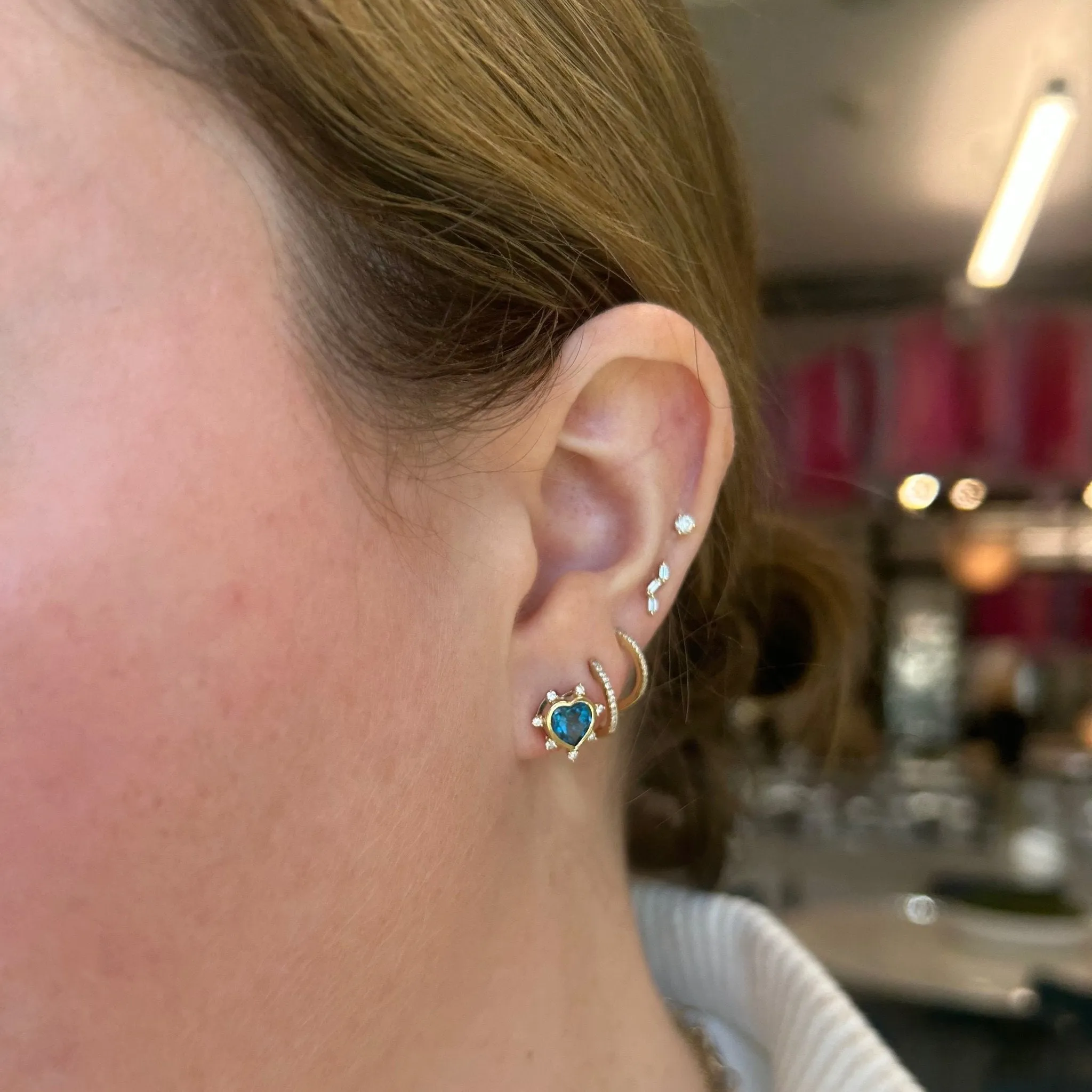 Gemstone & Diamond Heart Studs sold by LINDSEY LEIGH JEWELRY product image thumbnail 3