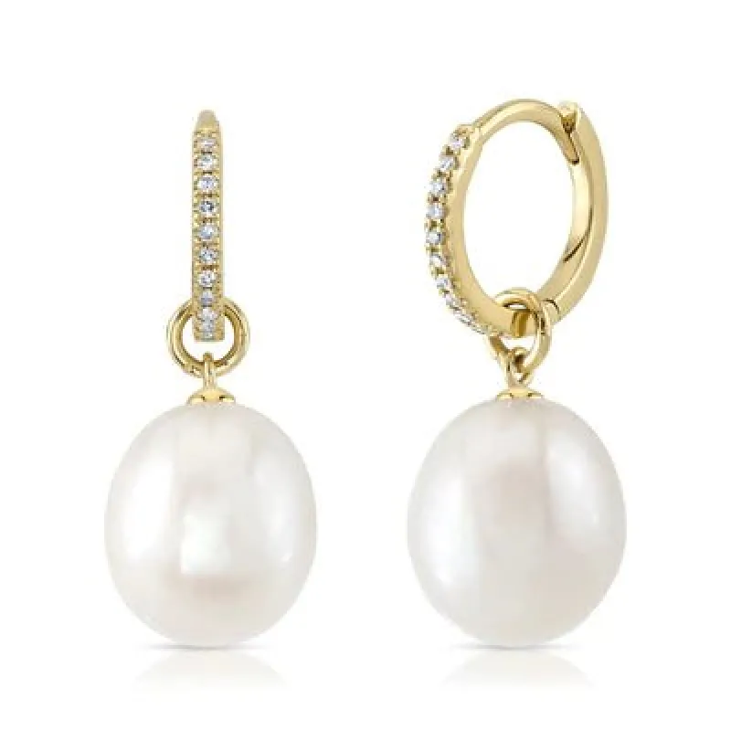 Diamond & Pearl Dangle Earrings sold by LINDSEY LEIGH JEWELRY