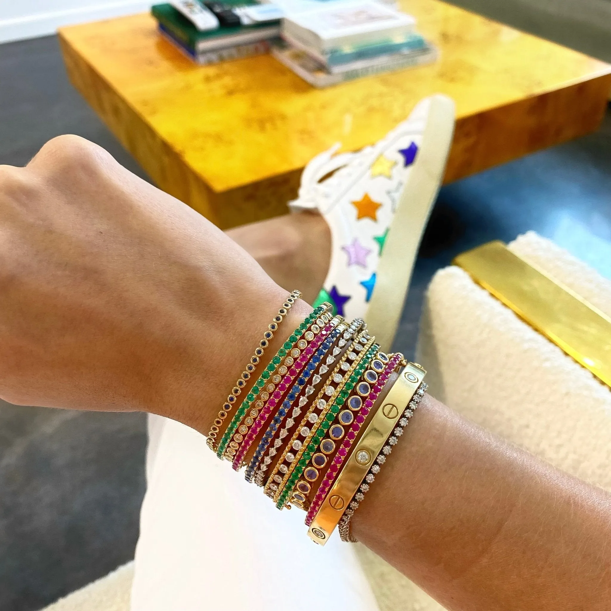 Dainty Bezel Set Gemstone Tennis Bracelet sold by LINDSEY LEIGH JEWELRY product image thumbnail 2