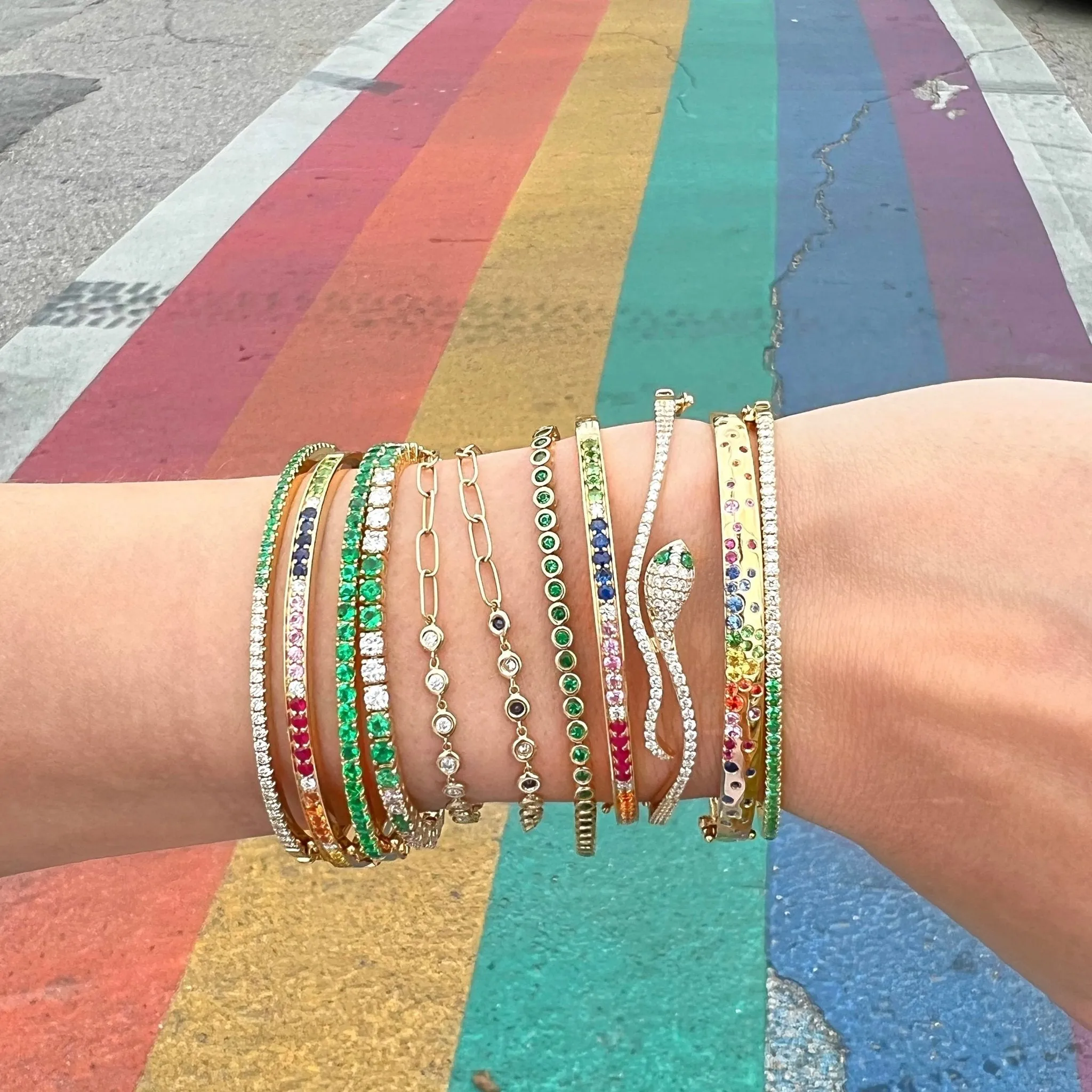 Dainty Bezel Set Gemstone Tennis Bracelet sold by LINDSEY LEIGH JEWELRY product image thumbnail 5