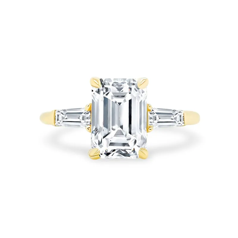 Emerald Cut with Tapered Baguette Cut Side Stones sold by LINDSEY LEIGH JEWELRY