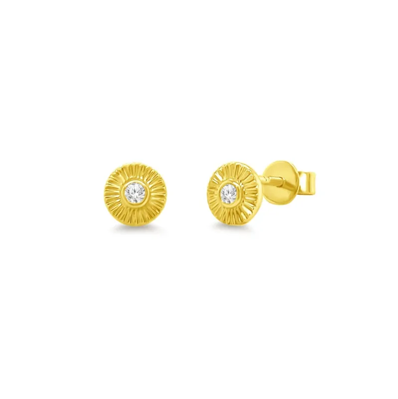 Diamond & Gold Sundial Studs sold by LINDSEY LEIGH JEWELRY