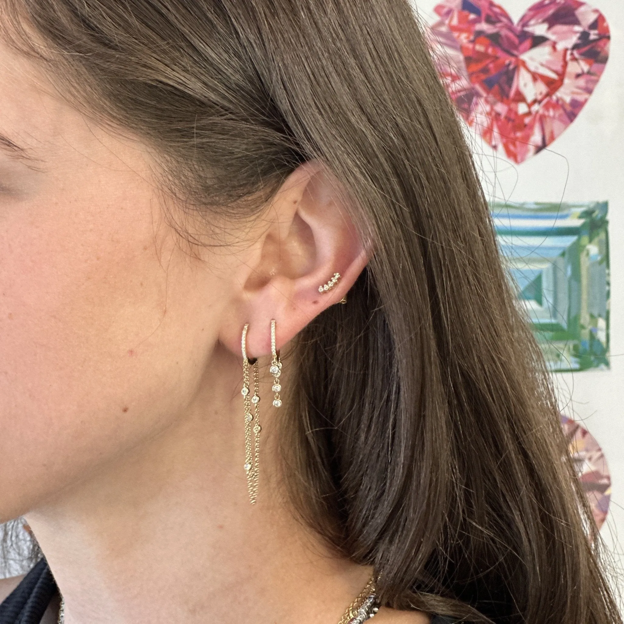 Bezel Dangle Diamond Huggies sold by LINDSEY LEIGH JEWELRY product image thumbnail 5