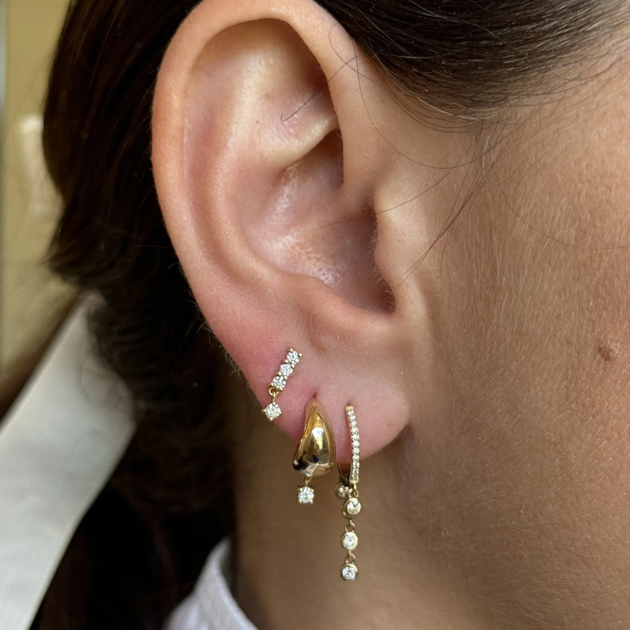 Bezel Dangle Diamond Huggies sold by LINDSEY LEIGH JEWELRY product image thumbnail 2