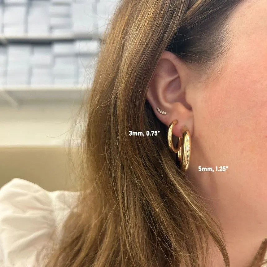 Open Gold Tube Hoops sold by LINDSEY LEIGH JEWELRY product image thumbnail 4