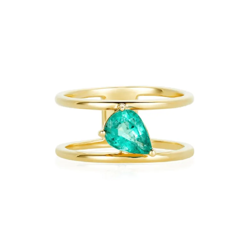 Emerald Pear Cage Band sold by LINDSEY LEIGH JEWELRY