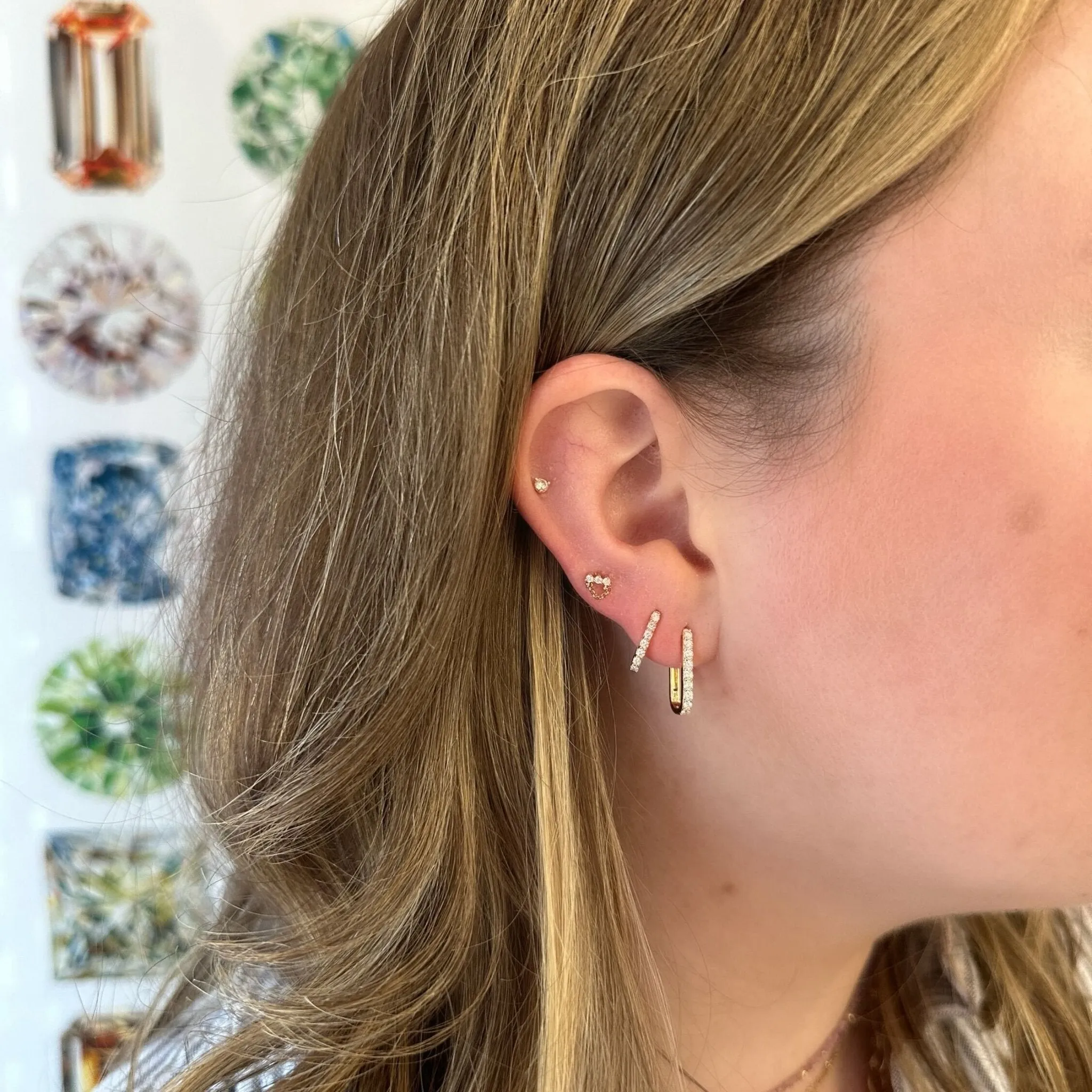 Diamond Bar Chain Dangle Stud sold by LINDSEY LEIGH JEWELRY product image thumbnail 5