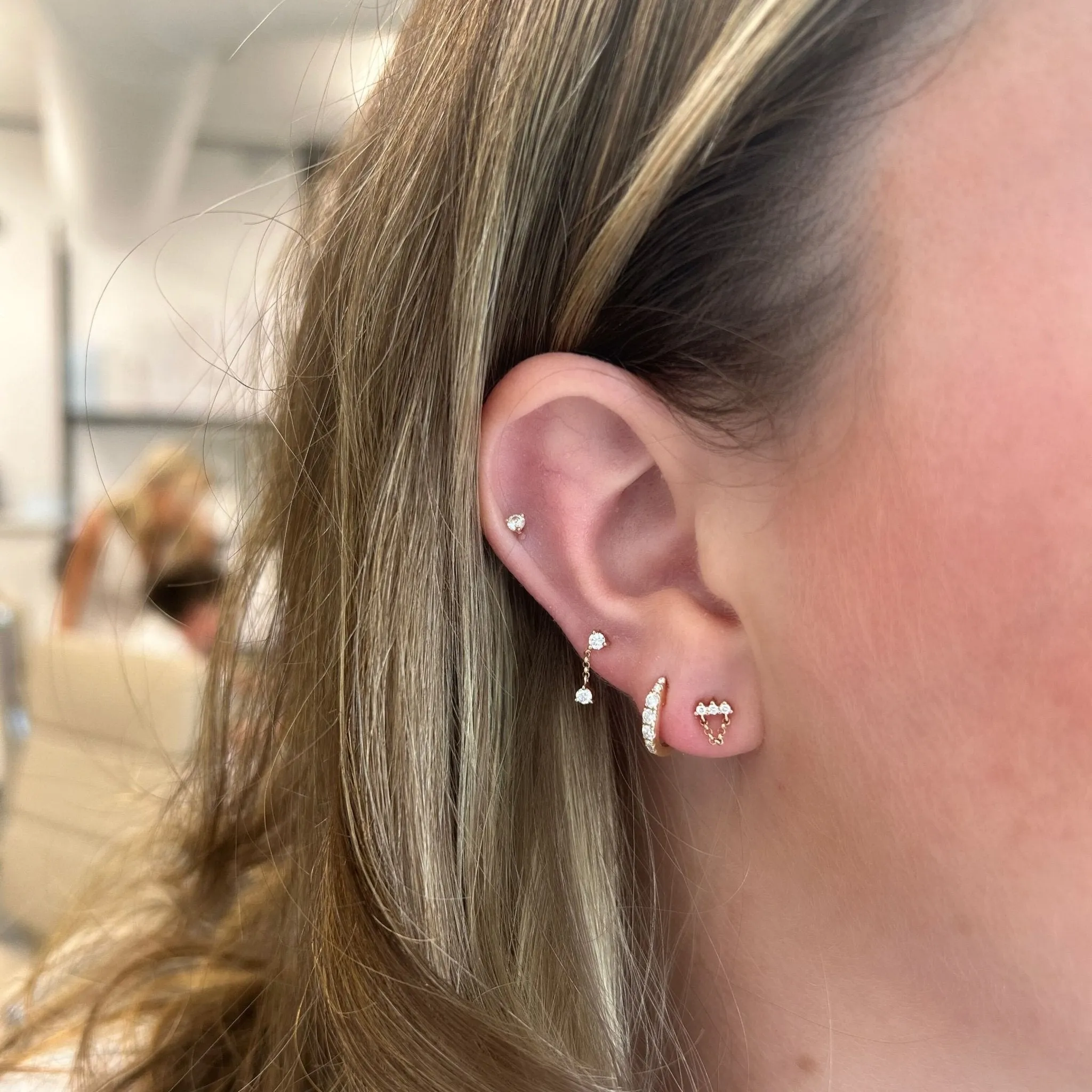 Diamond Bar Chain Dangle Stud sold by LINDSEY LEIGH JEWELRY product image thumbnail 2