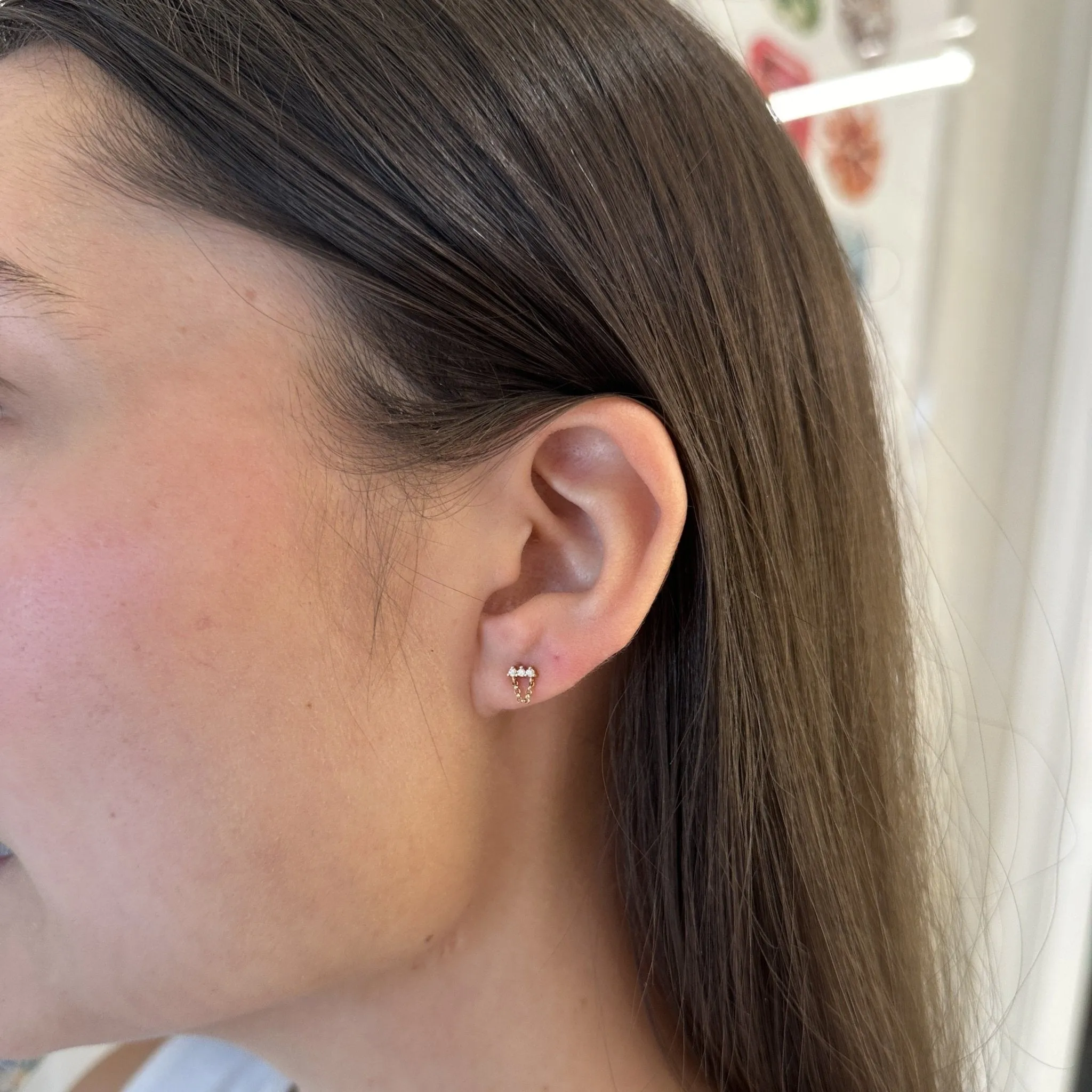 Diamond Bar Chain Dangle Stud sold by LINDSEY LEIGH JEWELRY product image thumbnail 3