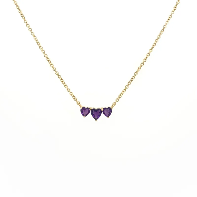 Gemstone Triple Heart Necklace sold by LINDSEY LEIGH JEWELRY